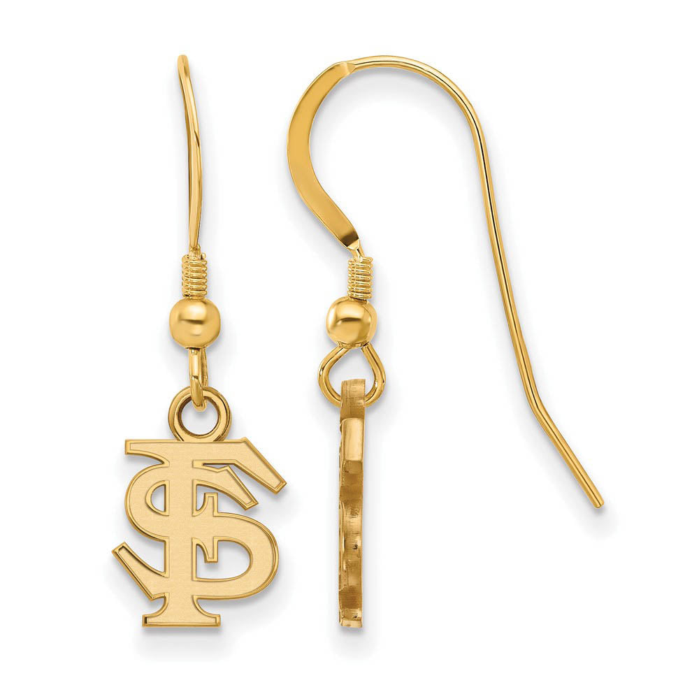 14k Gold Plated Silver Florida State Univ. XS (Tiny) Dangle Earrings, Item E15363 by The Black Bow Jewelry Co.