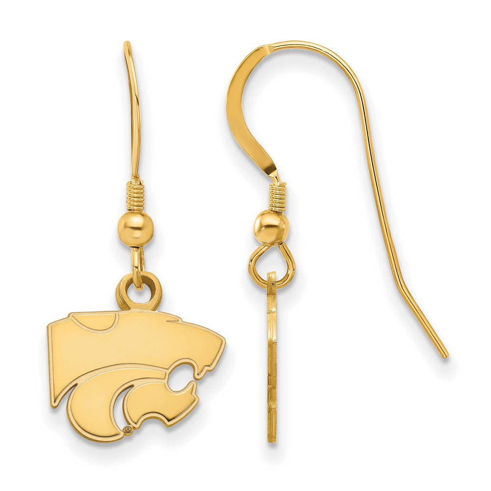 14k Gold Plated Silver Kansas State Univ. XS (Tiny) Dangle Earrings, Item E15366 by The Black Bow Jewelry Co.