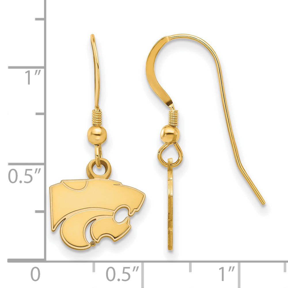 Alternate view of the 14k Gold Plated Silver Kansas State Univ. XS (Tiny) Dangle Earrings by The Black Bow Jewelry Co.