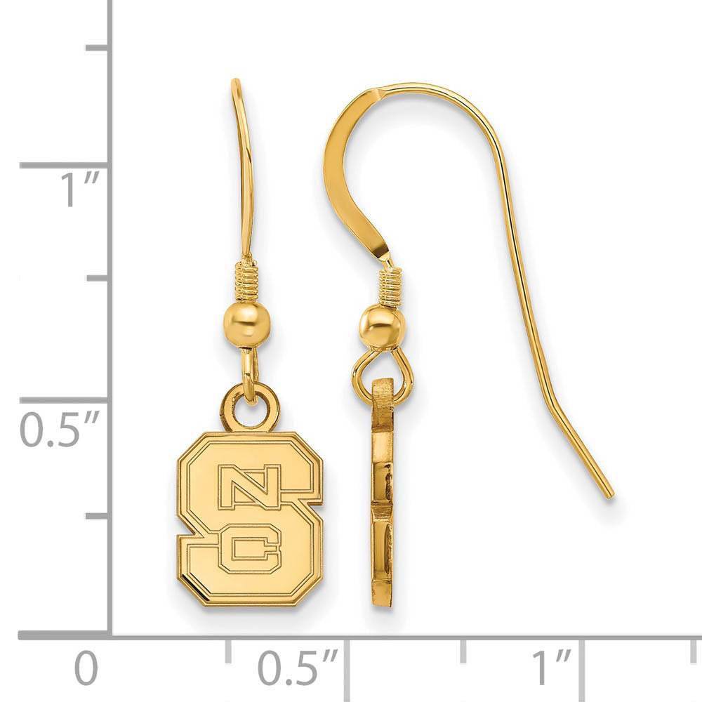 Alternate view of the 14k Gold Plated Silver North Carolina State XS Dangle Earrings by The Black Bow Jewelry Co.