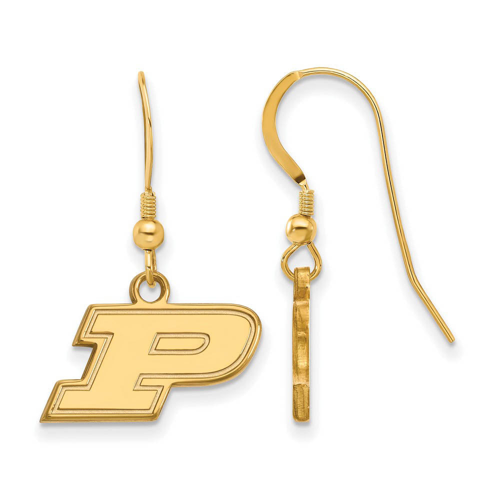 14k Gold Plated Silver Purdue XS Dangle Earrings, Item E15372 by The Black Bow Jewelry Co.