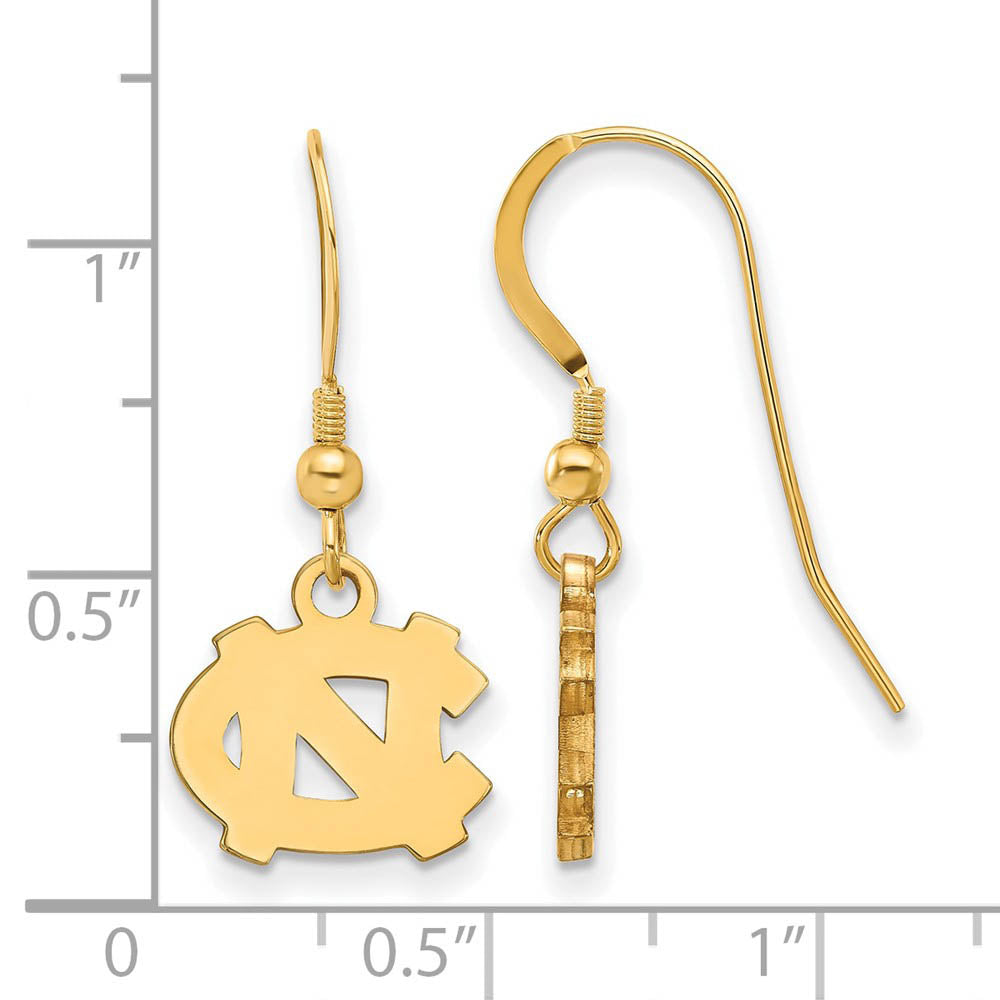Alternate view of the 14k Gold Plated Silver U of North Carolina XS (Tiny) Dangle Earring by The Black Bow Jewelry Co.