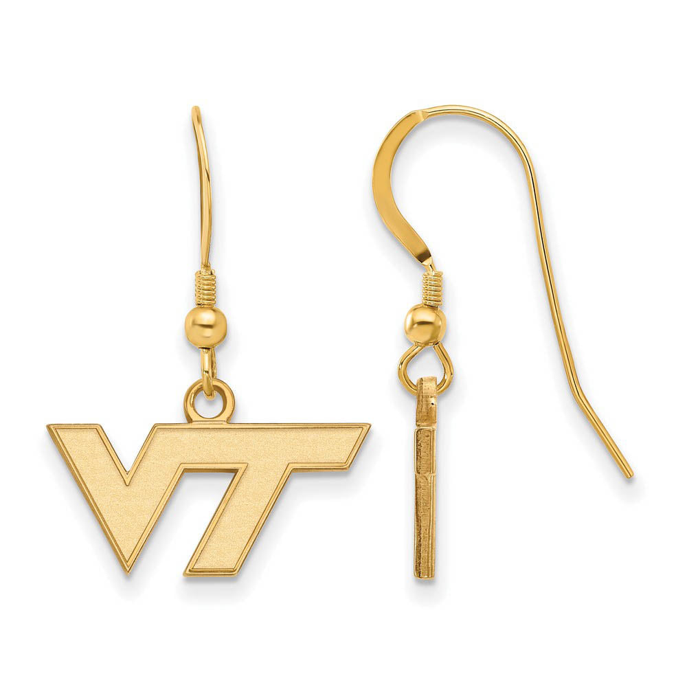14k Gold Plated Silver Virginia Tech XS (Tiny) Dangle Earrings, Item E15396 by The Black Bow Jewelry Co.