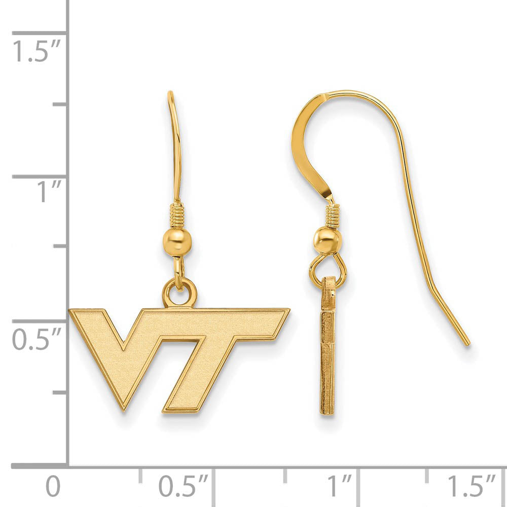 Alternate view of the 14k Gold Plated Silver Virginia Tech XS (Tiny) Dangle Earrings by The Black Bow Jewelry Co.