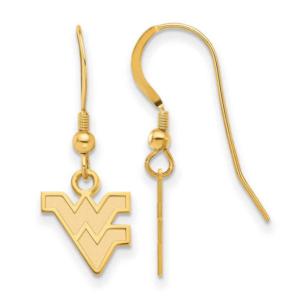 14k Gold Plated Silver West Virginia Univ. XS (Tiny) Dangle Earrings, Item E15398 by The Black Bow Jewelry Co.