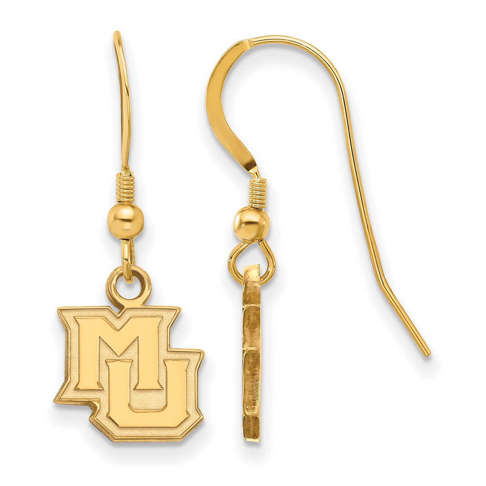 14k Gold Plated Silver Marquette University XS (Tiny) Dangle Earrings, Item E15404 by The Black Bow Jewelry Co.