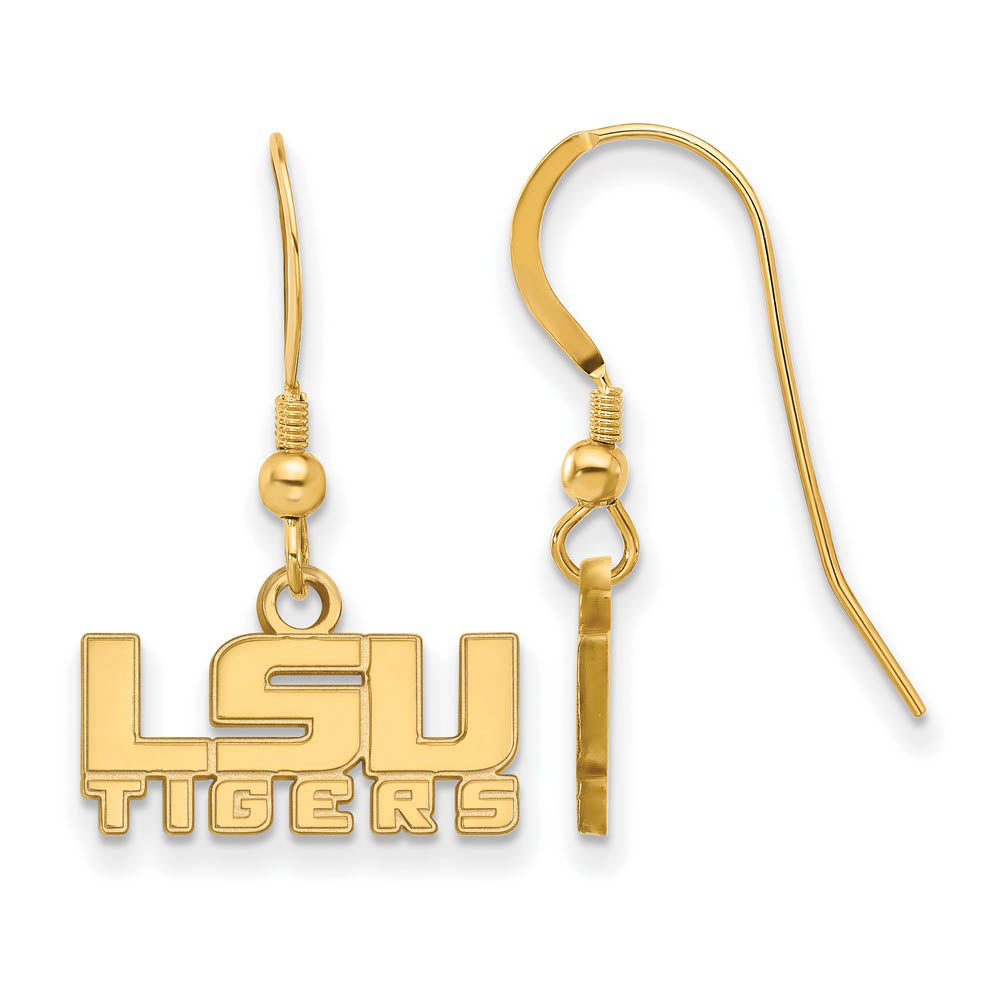 14k Gold Plated Silver Louisiana State University Dangle Earrings, Item E15426 by The Black Bow Jewelry Co.