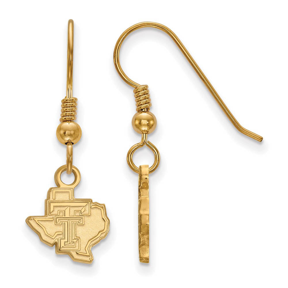 14k Gold Plated Silver Texas Tech University XS (Tiny) Dangle Earrings, Item E15431 by The Black Bow Jewelry Co.