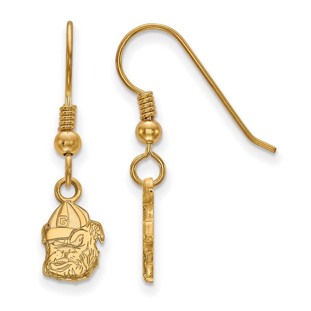 14k Gold Plated Silver Univ. of Georgia XS Dangle Earrings, Item E15434 by The Black Bow Jewelry Co.