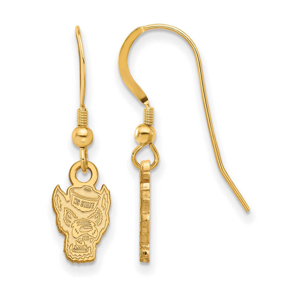 14k Gold Plated Silver North Carolina State XS (Tiny) Dangle Earrings, Item E15445 by The Black Bow Jewelry Co.