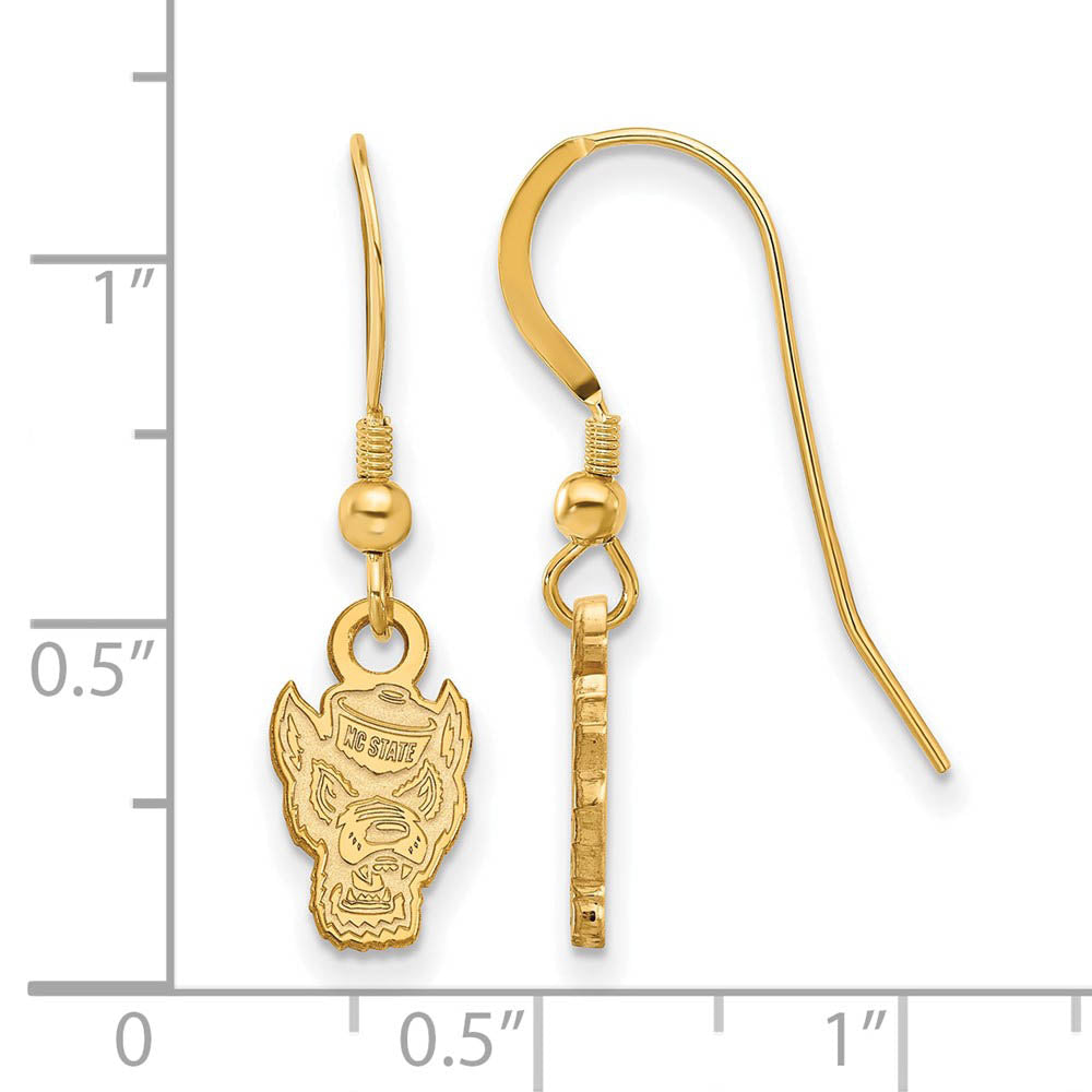 Alternate view of the 14k Gold Plated Silver North Carolina State XS (Tiny) Dangle Earrings by The Black Bow Jewelry Co.