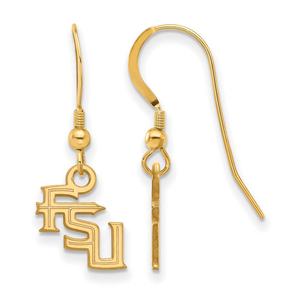 14k Gold Plated Silver Florida State University Dangle Earrings, Item E15451 by The Black Bow Jewelry Co.