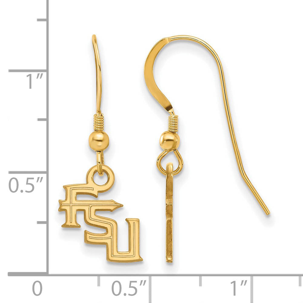 Alternate view of the 14k Gold Plated Silver Florida State University Dangle Earrings by The Black Bow Jewelry Co.