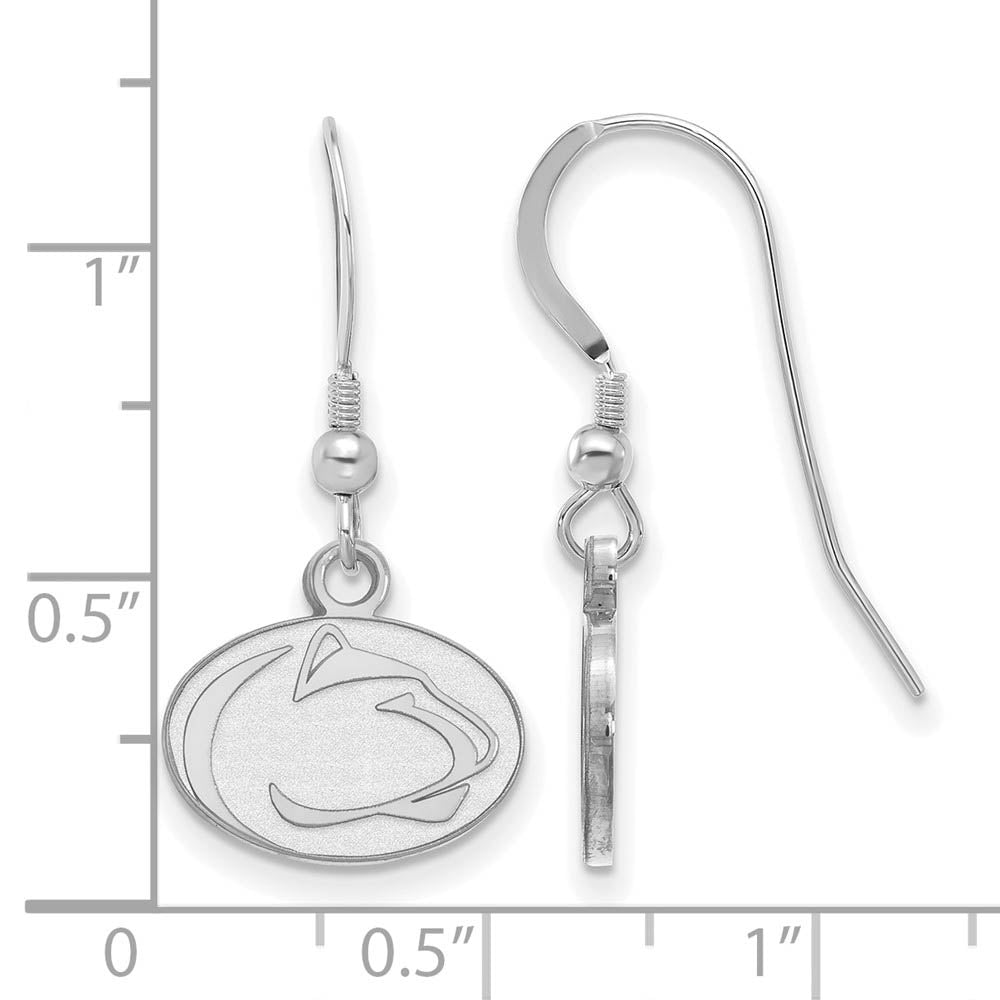 Alternate view of the Sterling Silver Penn State University XS (Tiny) Dangle Earrings by The Black Bow Jewelry Co.