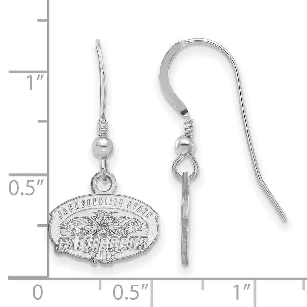 Alternate view of the Sterling Silver Jacksonville State XS (Tiny) Dangle Earrings by The Black Bow Jewelry Co.