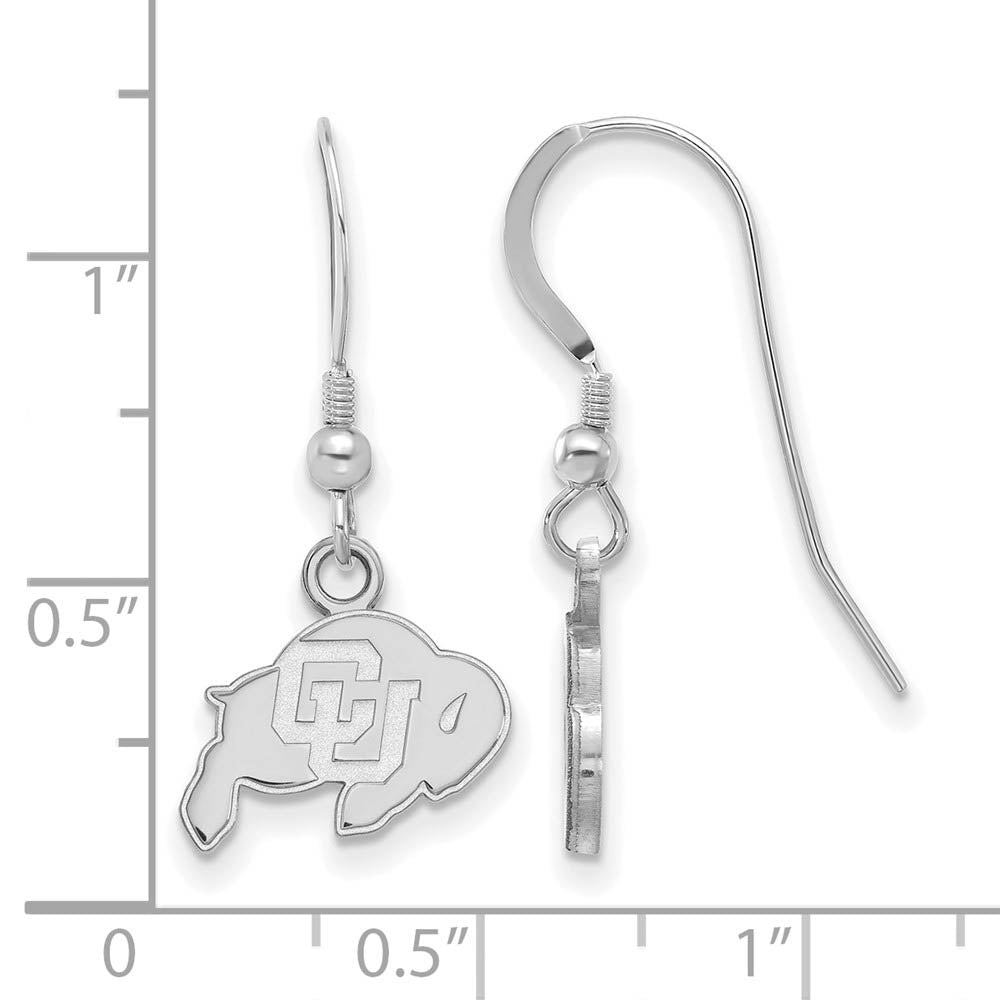 Alternate view of the Sterling Silver University of Colorado XS (Tiny) Dangle Wire Earrings by The Black Bow Jewelry Co.