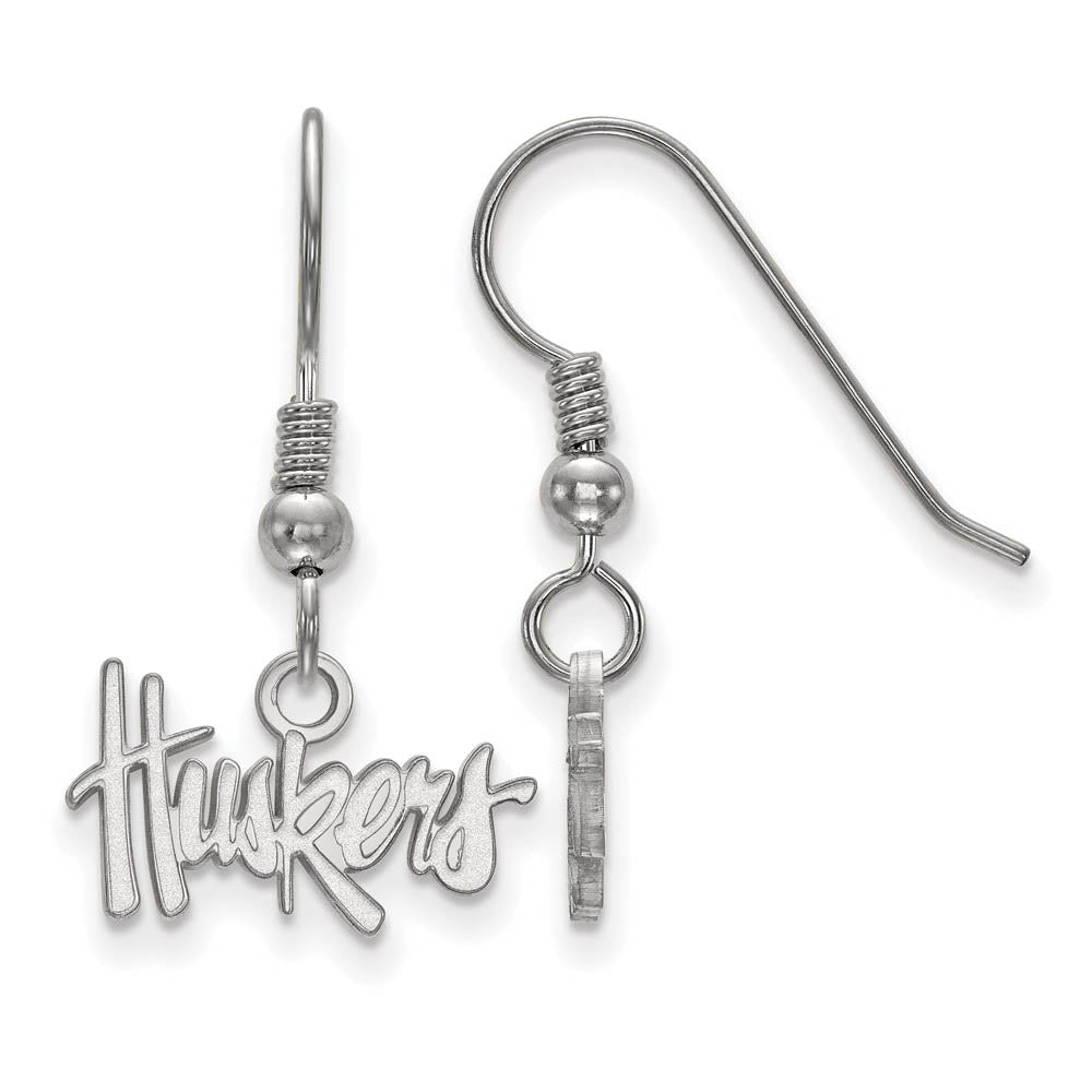 Sterling Silver University of Nebraska XS (Tiny) Dangle Earrings, Item E15495 by The Black Bow Jewelry Co.