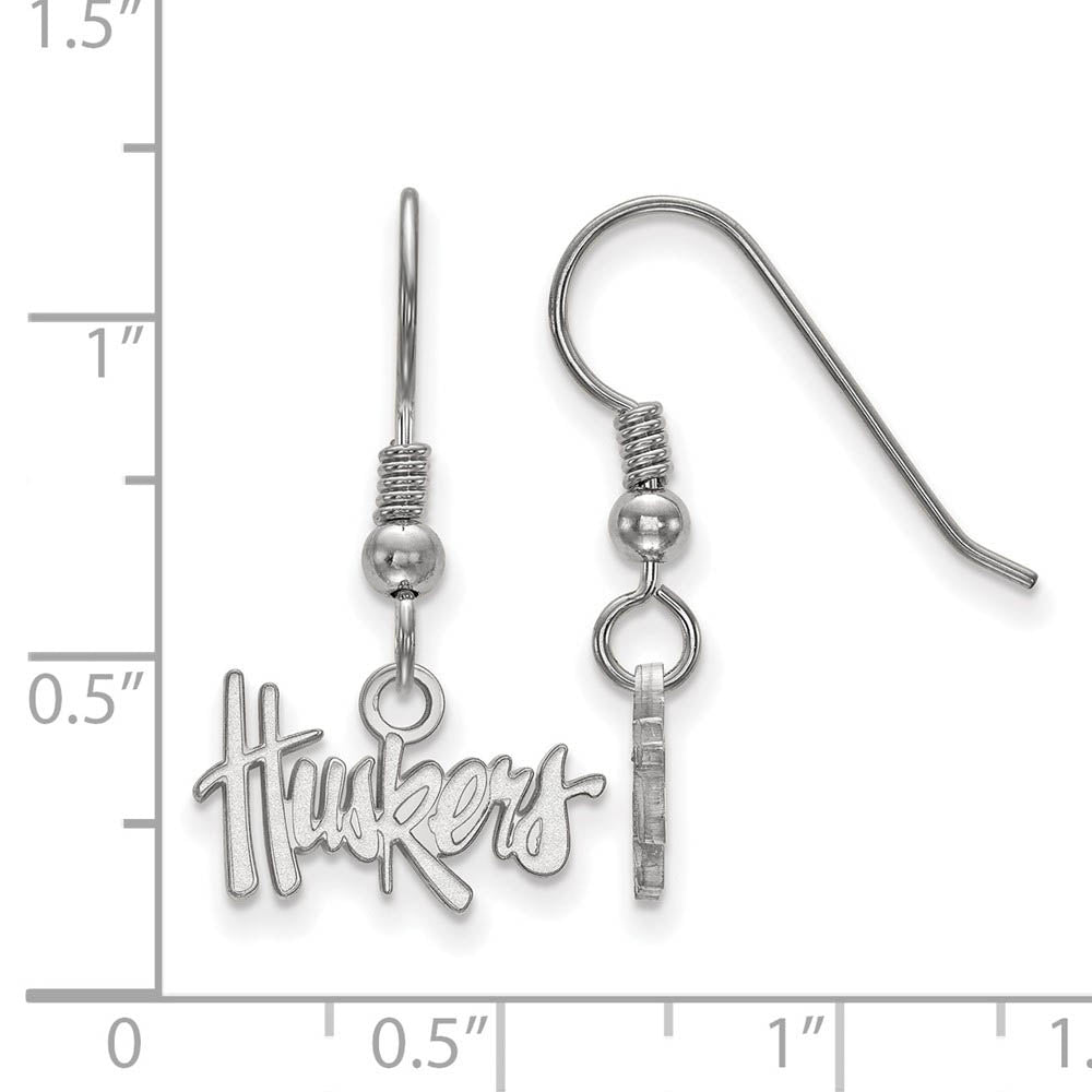 Alternate view of the Sterling Silver University of Nebraska XS (Tiny) Dangle Earrings by The Black Bow Jewelry Co.