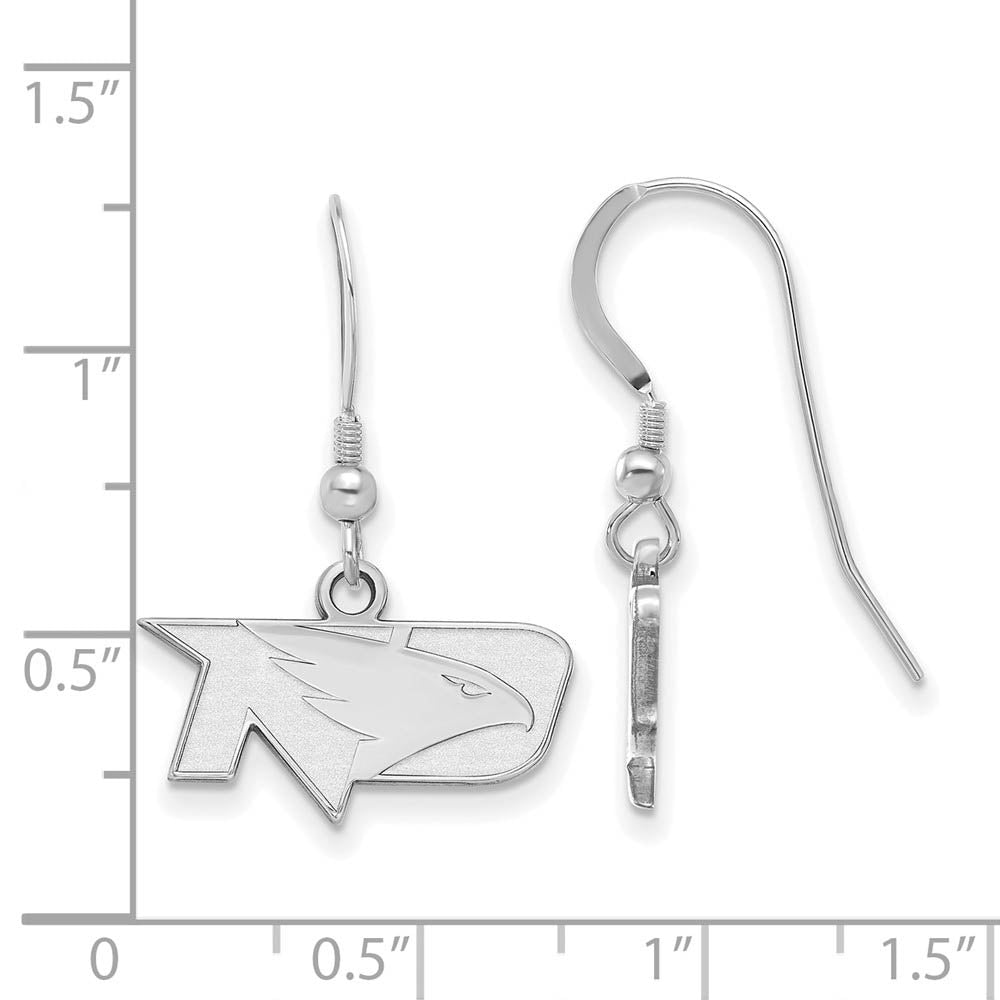 Alternate view of the Sterling Silver Univ. of North Dakota XS (Tiny) Dangle Earrings by The Black Bow Jewelry Co.