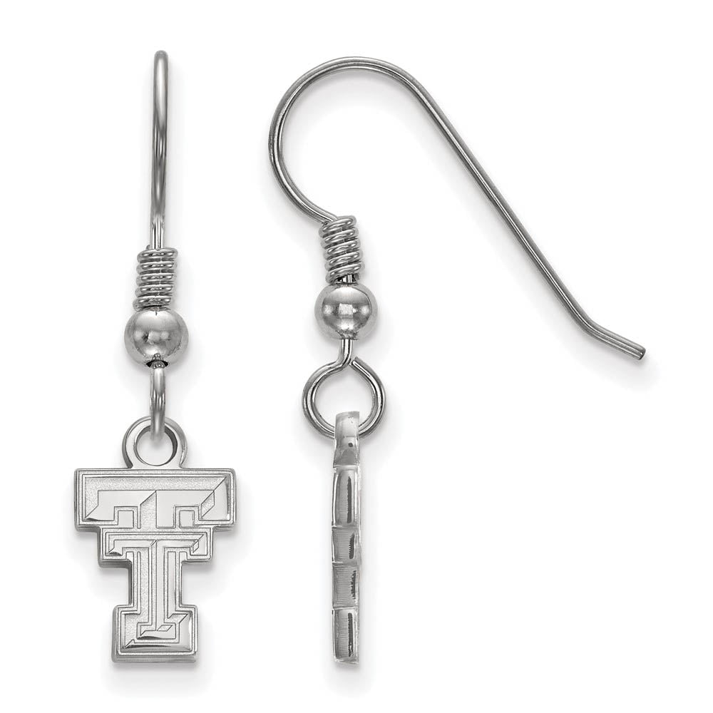 Sterling Silver Texas Tech University XS (Tiny) Dangle Wire Earrings, Item E15520 by The Black Bow Jewelry Co.