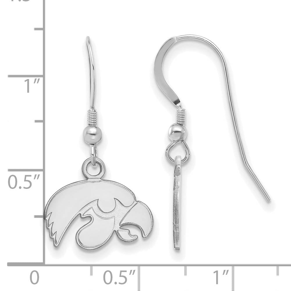 Alternate view of the Sterling Silver University of Iowa XS (Tiny) Dangle Wire Earrings by The Black Bow Jewelry Co.