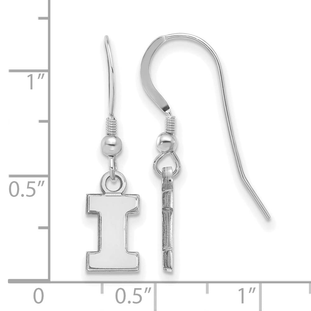 Alternate view of the Sterling Silver University of Illinois XS (Tiny) Dangle Wire Earrings by The Black Bow Jewelry Co.