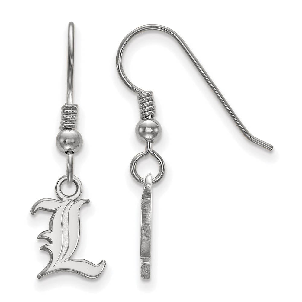 Sterling Silver University of Louisville XS Tiny Dangle Wire Earrings, Item E15529 by The Black Bow Jewelry Co.