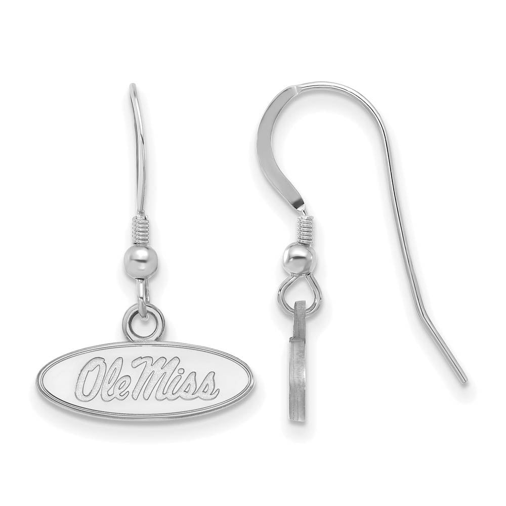 Sterling Silver University of Mississippi XS Tiny Dangle Wire Earrings, Item E15534 by The Black Bow Jewelry Co.