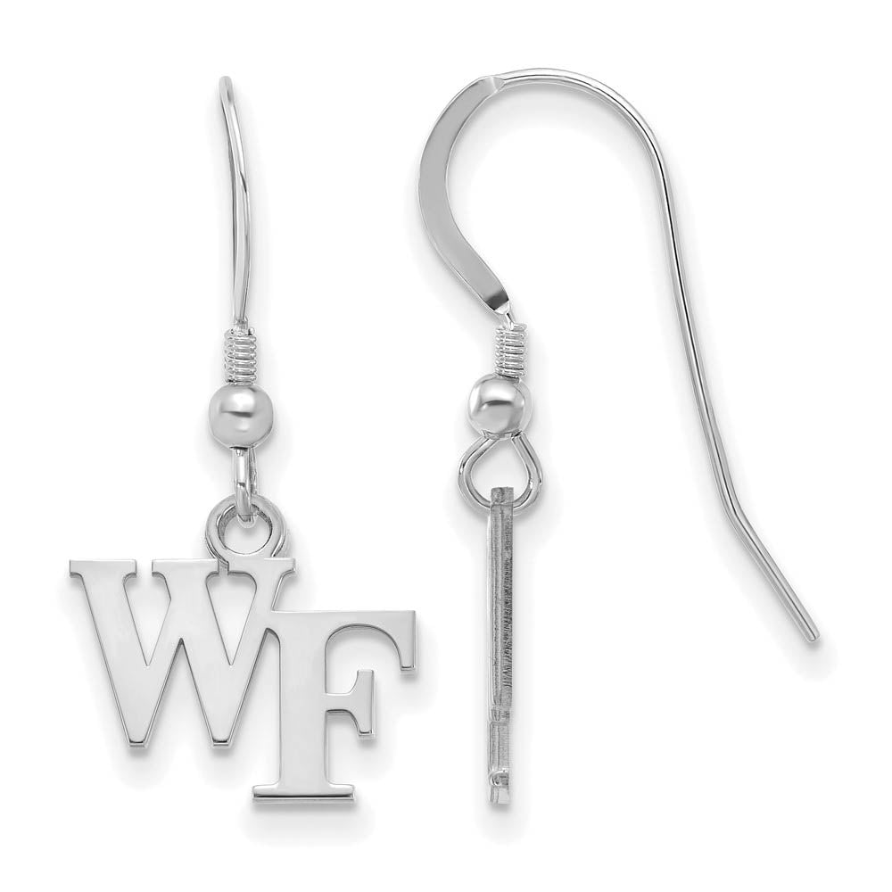 Sterling Silver Wake Forest University XS (Tiny) Dangle Wire Earrings, Item E15543 by The Black Bow Jewelry Co.
