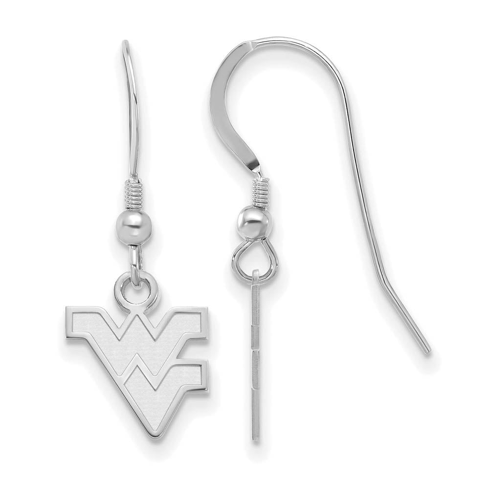 Sterling Silver West Virginia University XS Tiny Dangle Wire Earrings, Item E15544 by The Black Bow Jewelry Co.