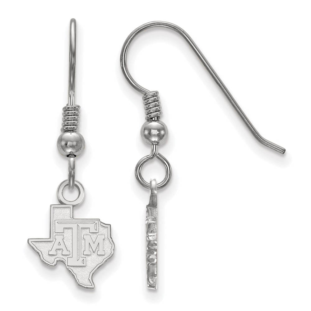 Sterling Silver Texas A&M Univ. XS (Tiny) Dangle Earrings, Item E15570 by The Black Bow Jewelry Co.
