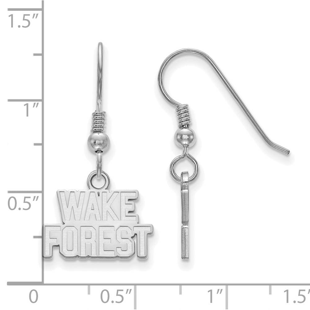 Alternate view of the Sterling Silver Wake Forest University XS (Tiny) Dangle Earrings by The Black Bow Jewelry Co.