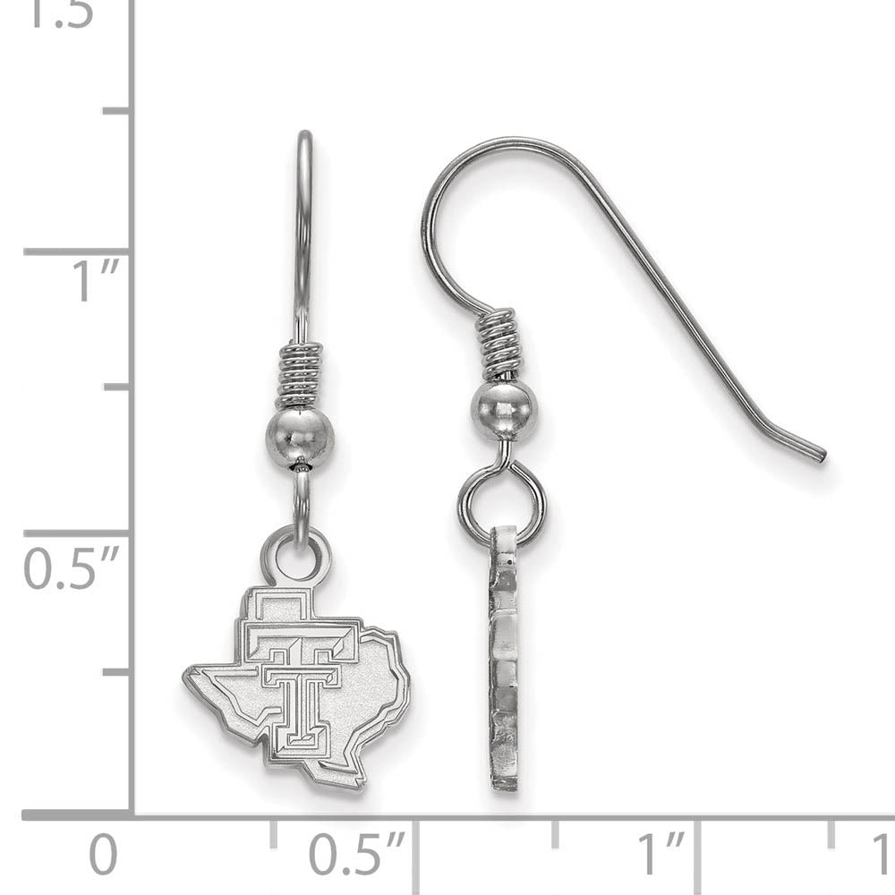 Alternate view of the Sterling Silver Texas Tech University XS (Tiny) Dangle Earrings by The Black Bow Jewelry Co.