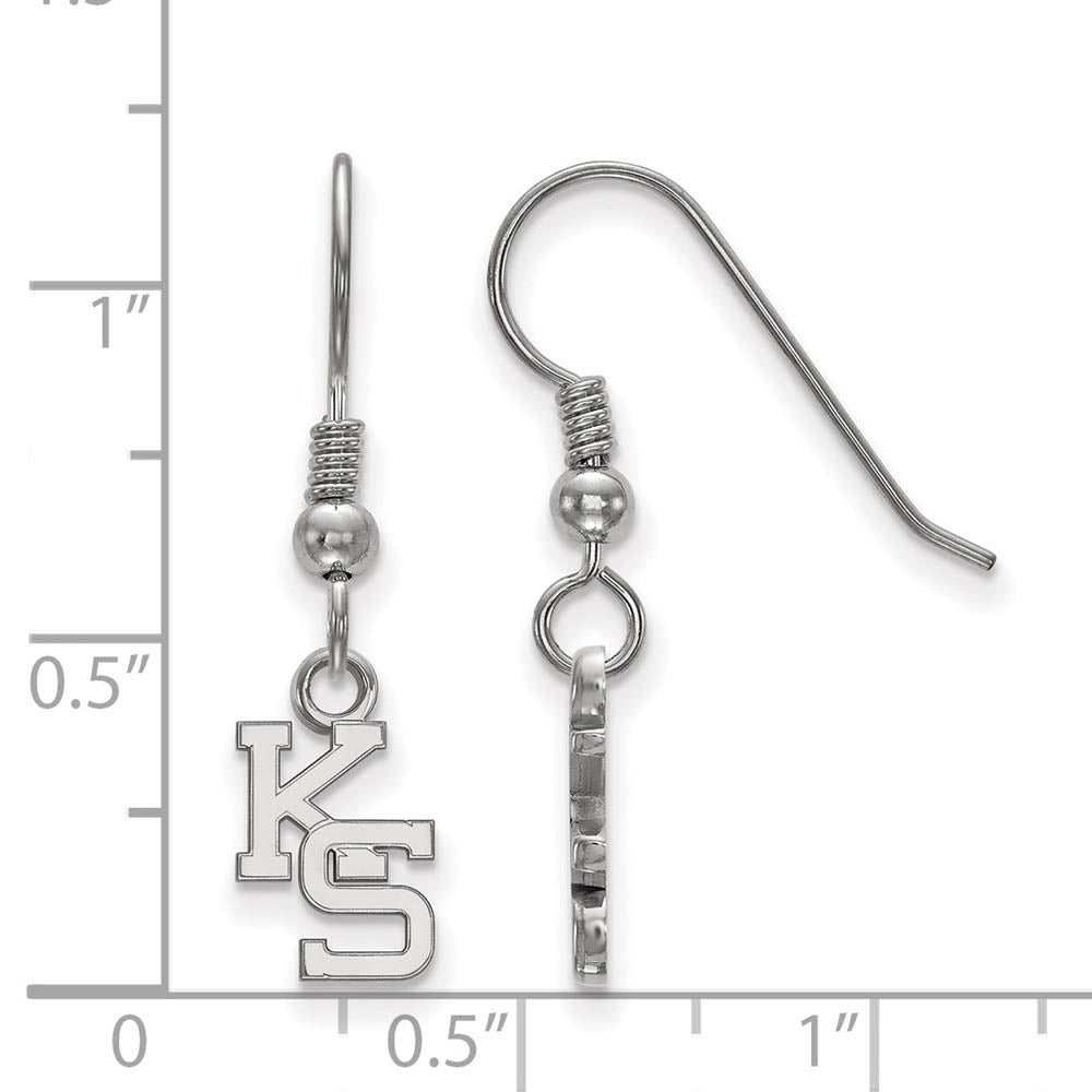 Alternate view of the Sterling Silver Kansas State University XS (Tiny) Dangle Earrings by The Black Bow Jewelry Co.
