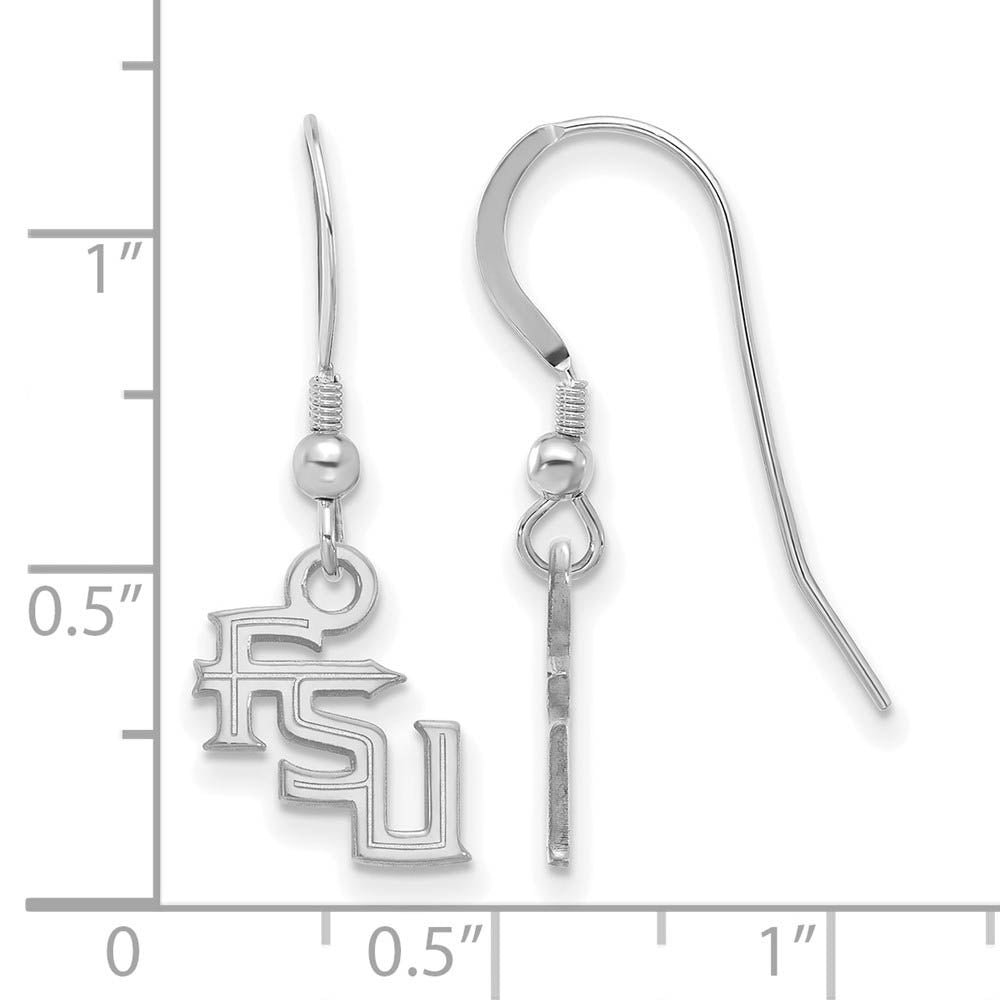 Alternate view of the Sterling Silver Florida State University XS (Tiny) Dangle Earrings by The Black Bow Jewelry Co.