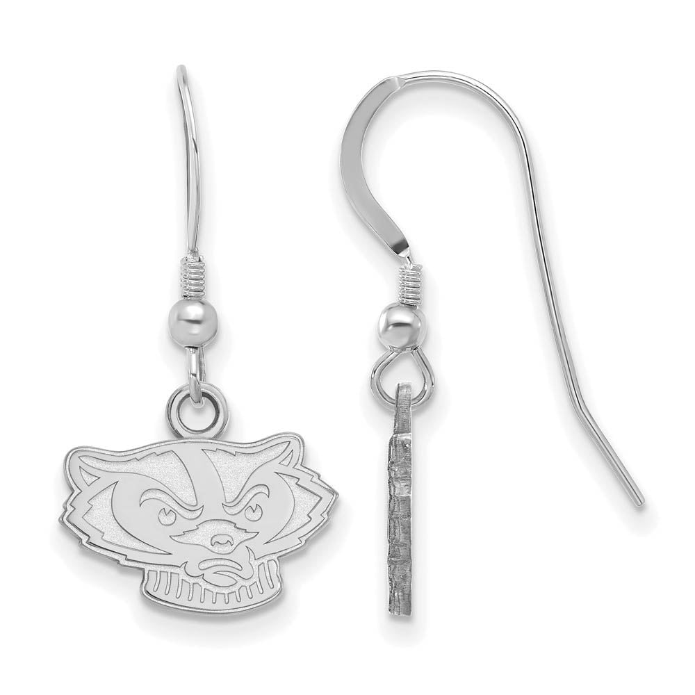 Sterling Silver University of Wisconsin XS (Tiny) Dangle Earrings, Item E15599 by The Black Bow Jewelry Co.