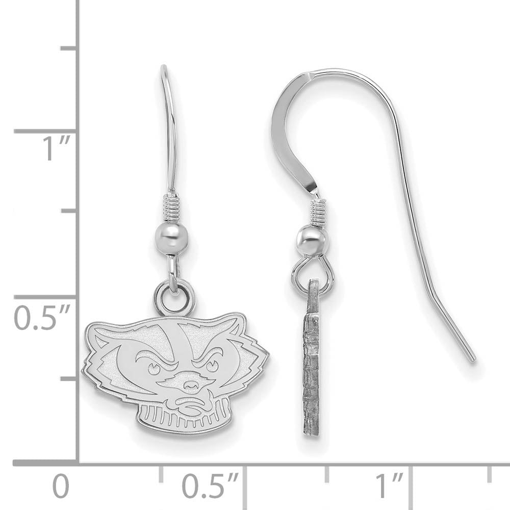 Alternate view of the Sterling Silver University of Wisconsin XS (Tiny) Dangle Earrings by The Black Bow Jewelry Co.