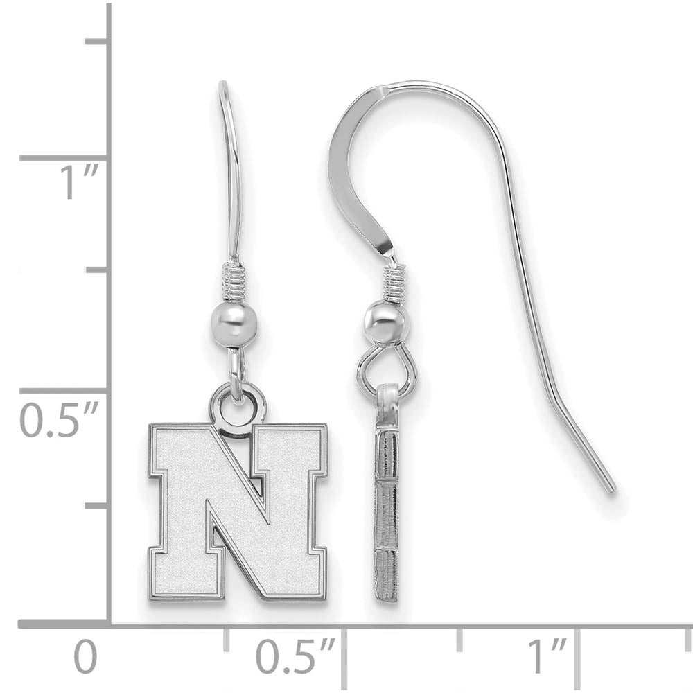 Alternate view of the Sterling Silver University of Nebraska XS (Tiny) Earrings Dangle by The Black Bow Jewelry Co.