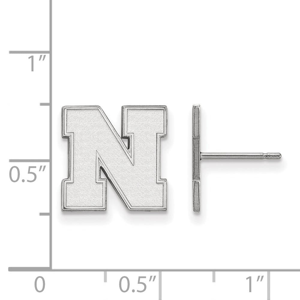 Alternate view of the Sterling Silver University of Nebraska Small Post Earrings by The Black Bow Jewelry Co.