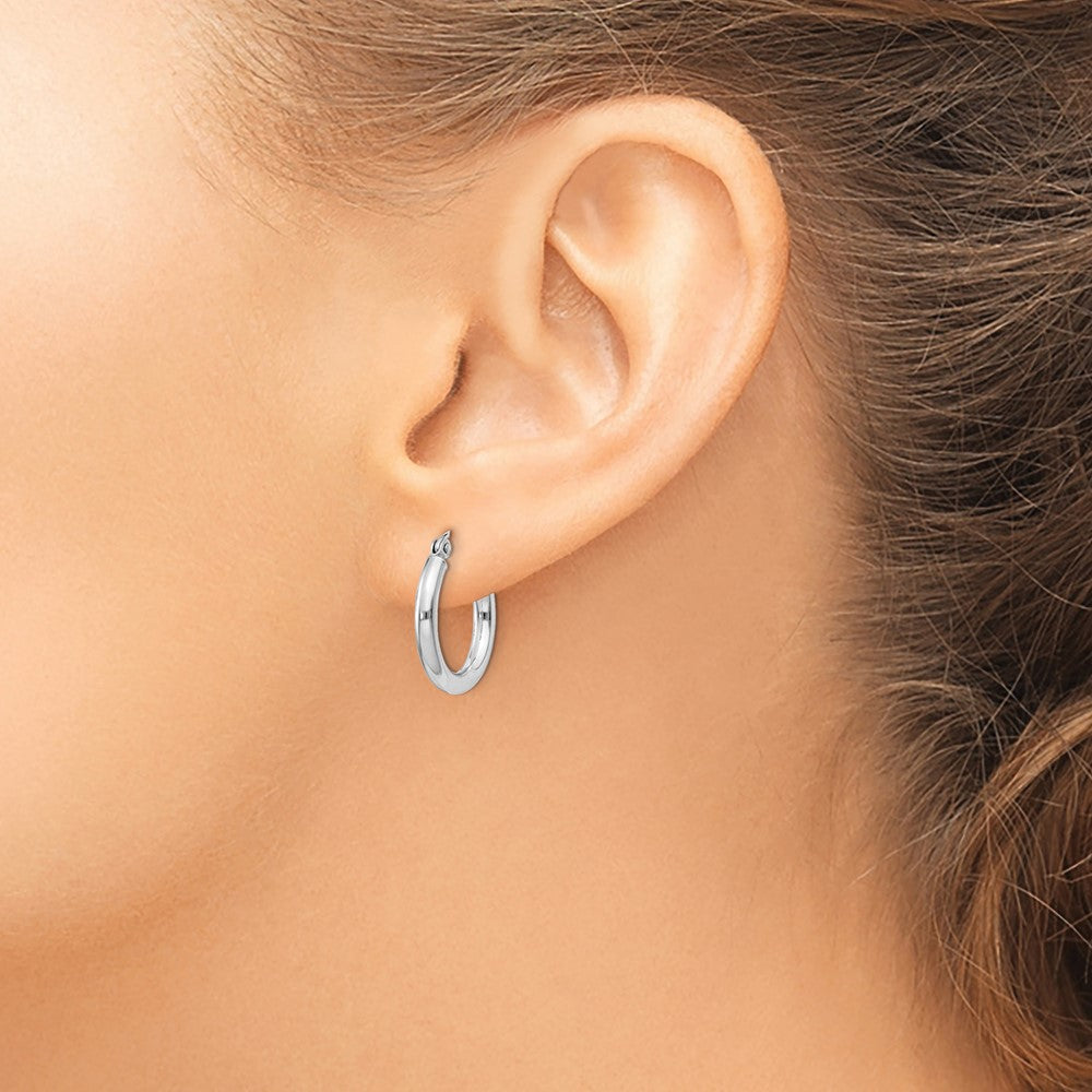 Alternate view of the 2.5mm, Sterling Silver, Classic Round Hoop Earrings - 16mm (5/8 Inch) by The Black Bow Jewelry Co.