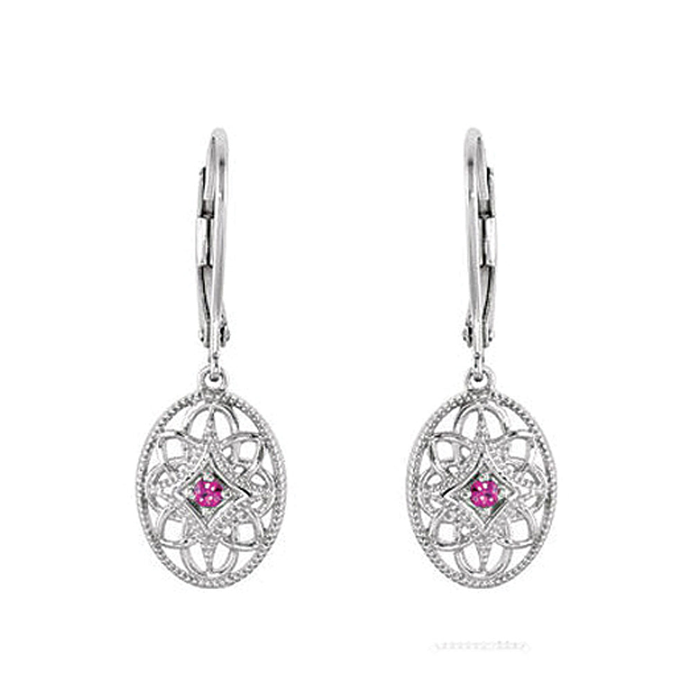 Vintage Style Ruby Oval Earrings in Sterling Silver, Item E9222 by The Black Bow Jewelry Co.