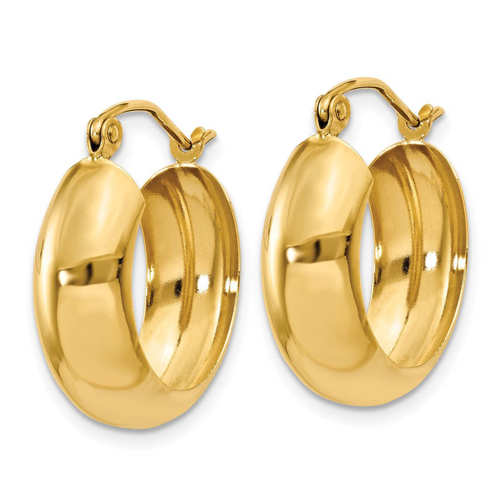 Alternate view of the 7mm, 14k Yellow Gold Half Round Hoop Earrings, 18mm (11/16 Inch) by The Black Bow Jewelry Co.