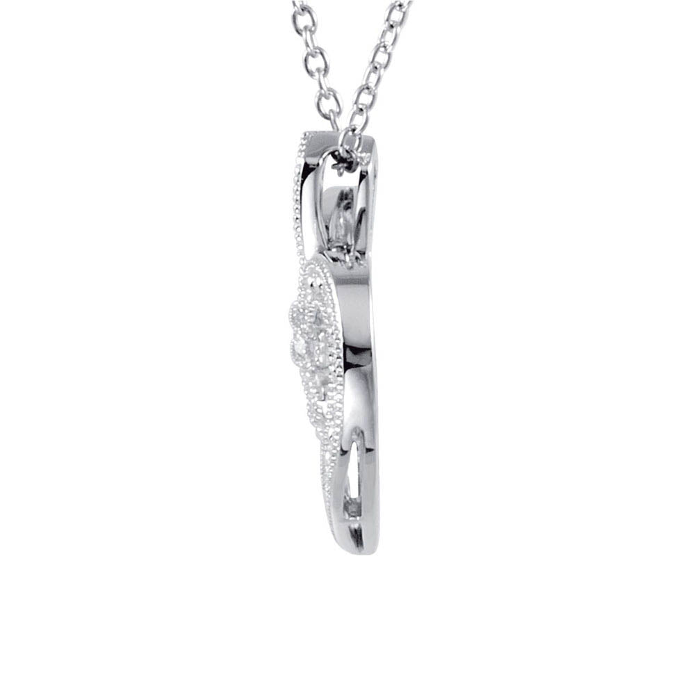 Alternate view of the Sterling Silver and Diamond Heart Necklace, 18 Inch by The Black Bow Jewelry Co.