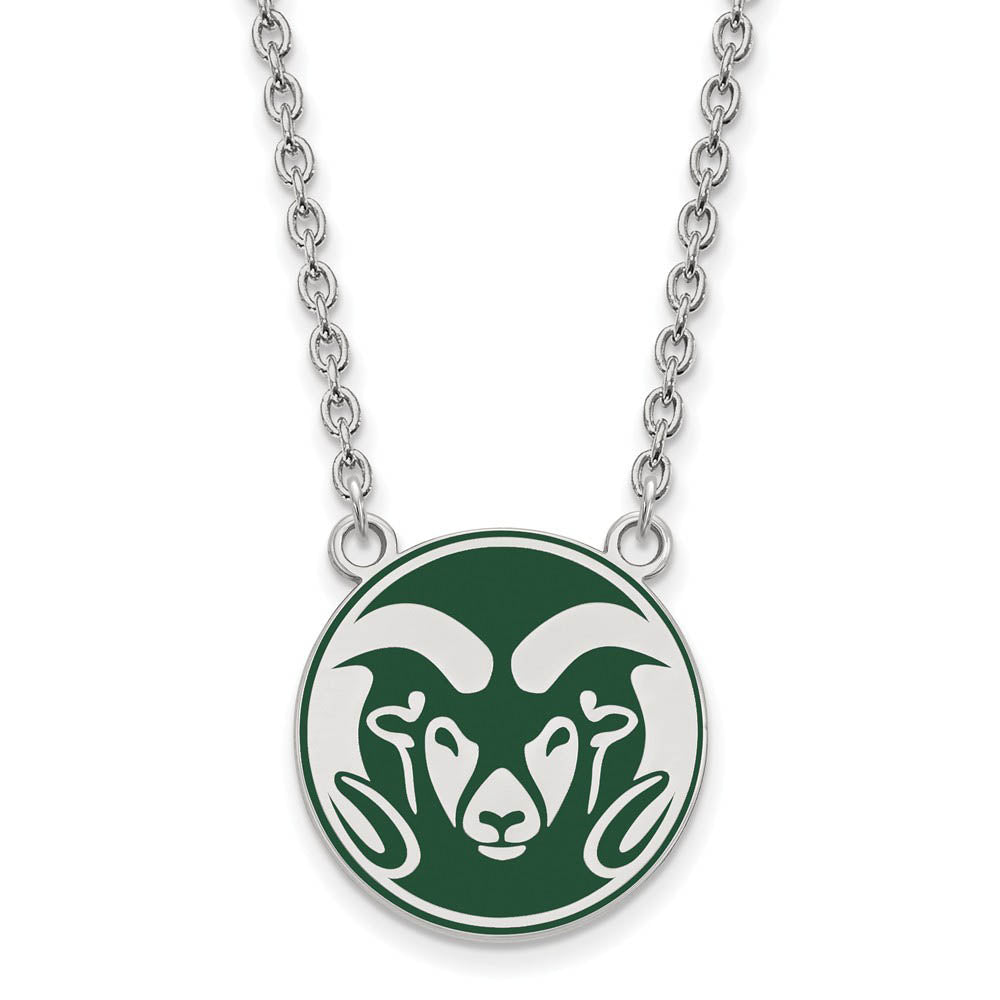 Sterling Silver Colorado State Enamel Large Pendant Necklace, Item N11567 by The Black Bow Jewelry Co.