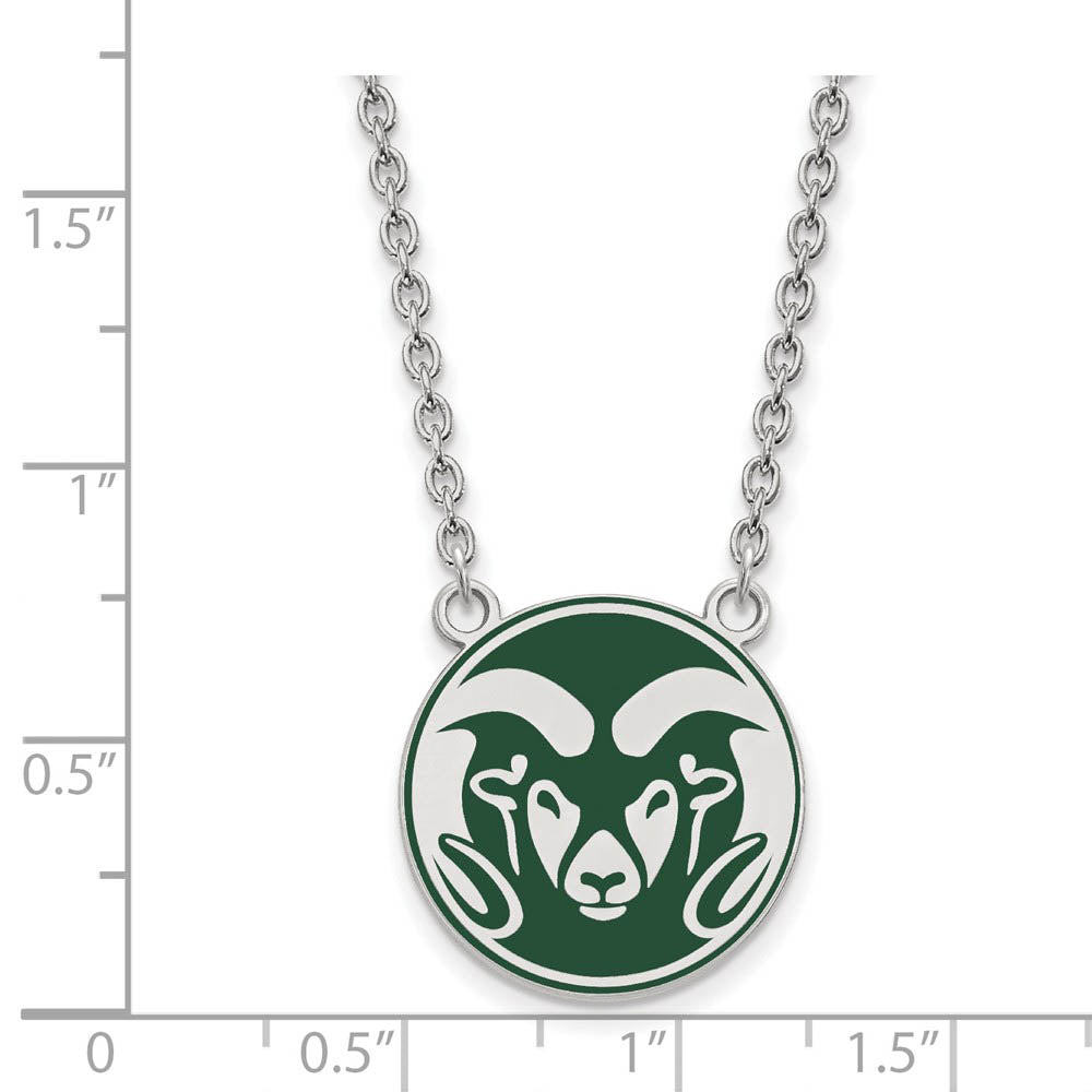 Alternate view of the Sterling Silver Colorado State Enamel Large Pendant Necklace by The Black Bow Jewelry Co.