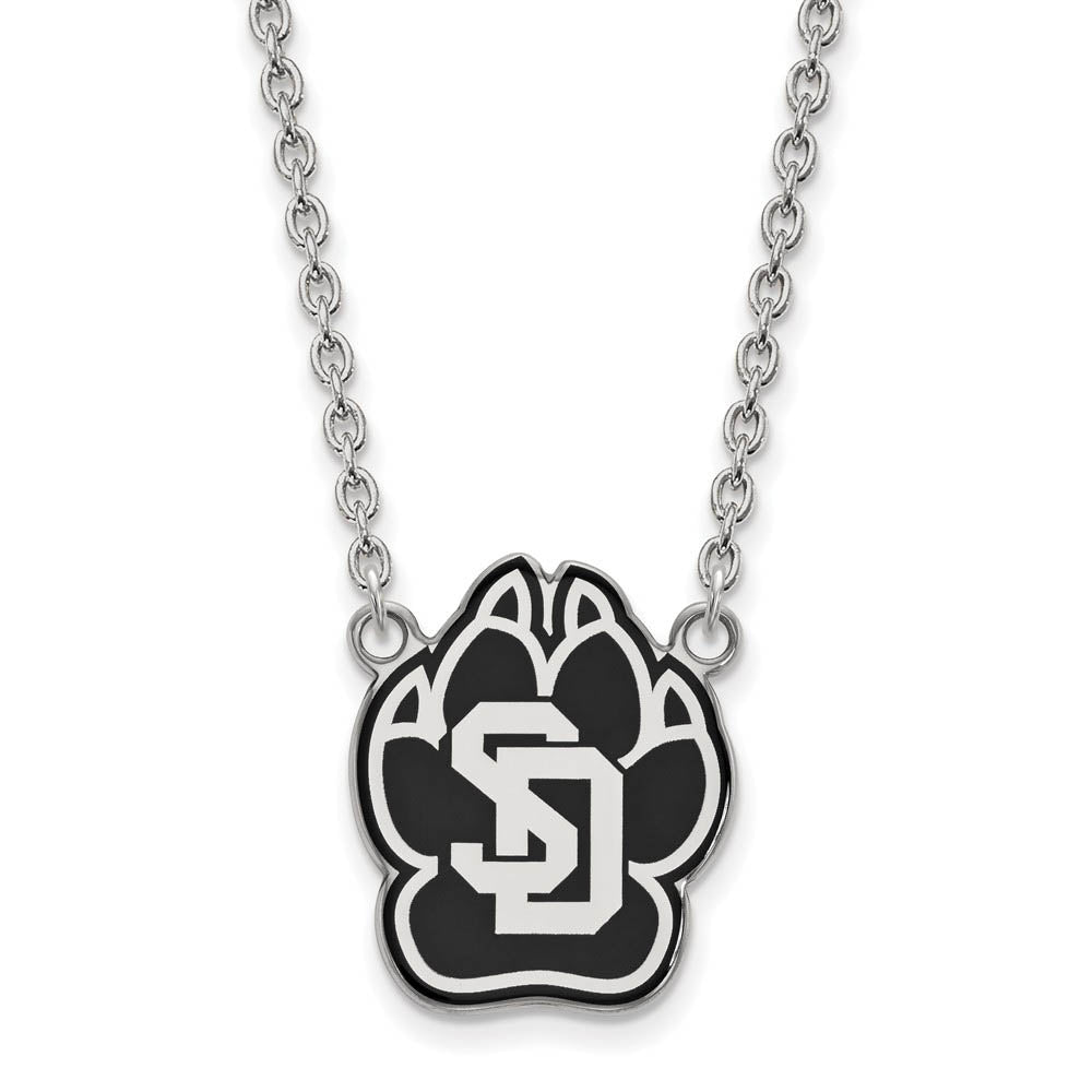 Sterling Silver South Dakota Large Enamel Logo Pendant Necklace, Item N11578 by The Black Bow Jewelry Co.