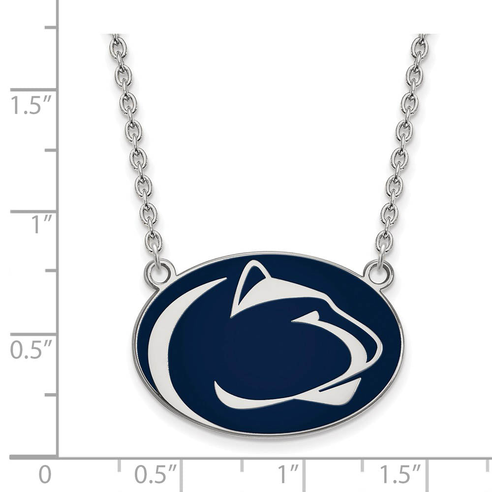 Alternate view of the Sterling Silver Penn State Large Enamel Pendant Necklace by The Black Bow Jewelry Co.