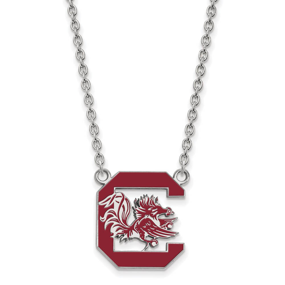 Sterling Silver South Carolina Large Enamel Pendant Necklace, Item N11621 by The Black Bow Jewelry Co.