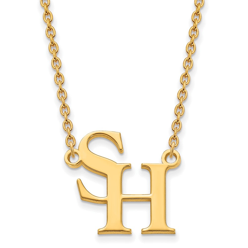 14k Gold Plated Silver Sam Houston State Large Pendant Necklace, Item N12389 by The Black Bow Jewelry Co.