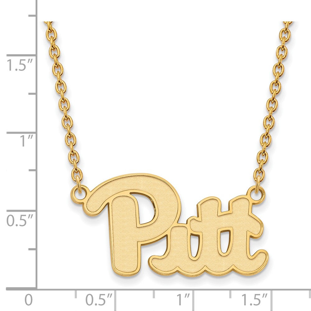 Alternate view of the Sterling Silver U of Pittsburgh Large 'Pitt' Pendant Necklace by The Black Bow Jewelry Co.